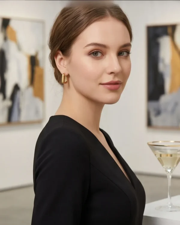 Elegant golden hoop earrings from Passionate Bangladesh, lightweight dangle design for women and girls, perfect for parties and special occasions. Try our different designs like butterfly earrings, long chain earrings, heart shape earrings and stone earrings.