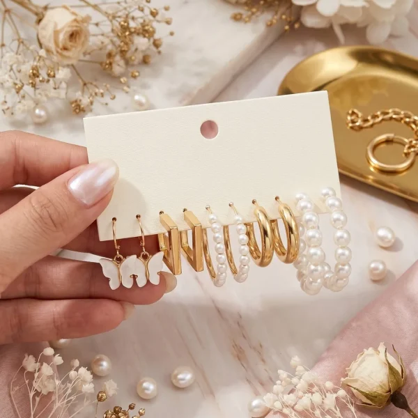 Elegant hoop earrings from Passionate Bangladesh, lightweight dangle design for women and girls, perfect for parties and special occasions. Try our different designs like butterfly earrings, long chain earrings, heart shape earrings and stone earrings.