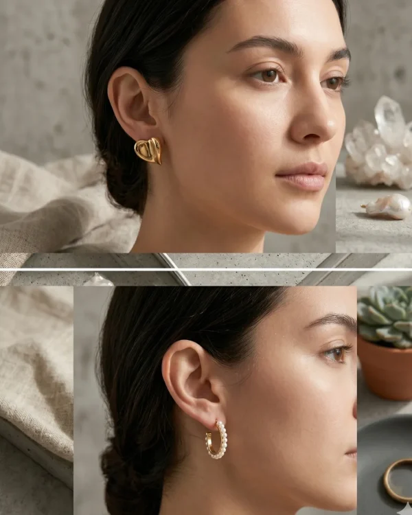 Trendy stud, mixed shaped, hoop and drop earrings from Passionate Bangladesh, everyday and party jewelry in different shapes and colors for women and girls.