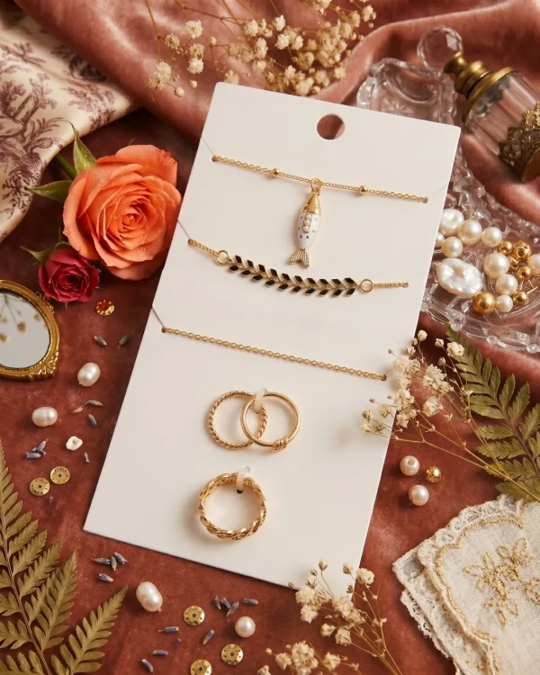 Elegant Pendant, Necklace and Rings set from Passionate Bangladesh, lightweight dangle design for women and girls, perfect for parties and special occasions. Try our different designs like butterfly earrings, long chain earrings, heart shape earrings and stone earrings.