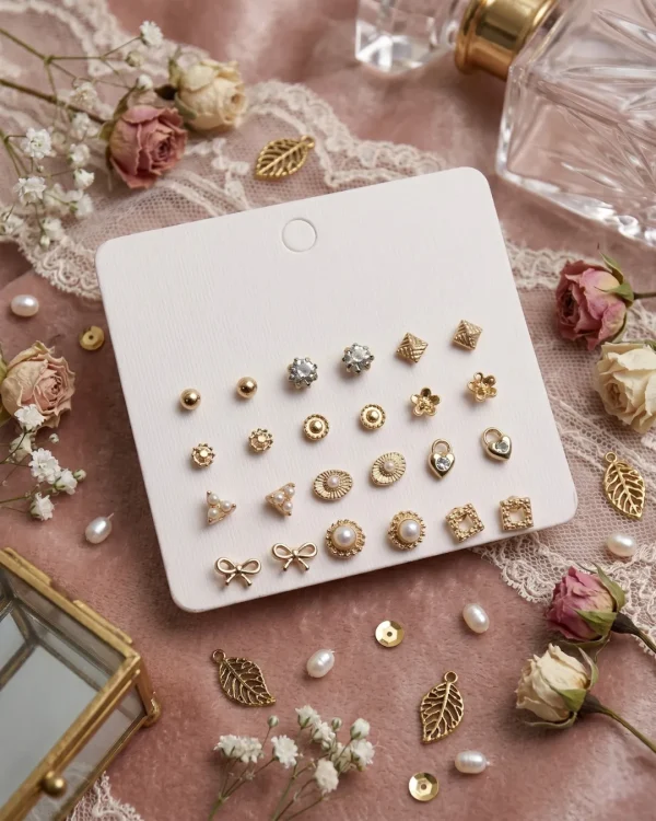 Trendy stud earrings for girls and women, simple everyday designs and sparkly studs from Passionate Bangladesh for party looks. https://passionatebangladesh.com/
