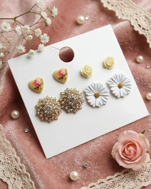 Trendy stud earrings for girls and women, simple everyday designs and sparkly studs from Passionate Bangladesh for party looks. https://passionatebangladesh.com/
