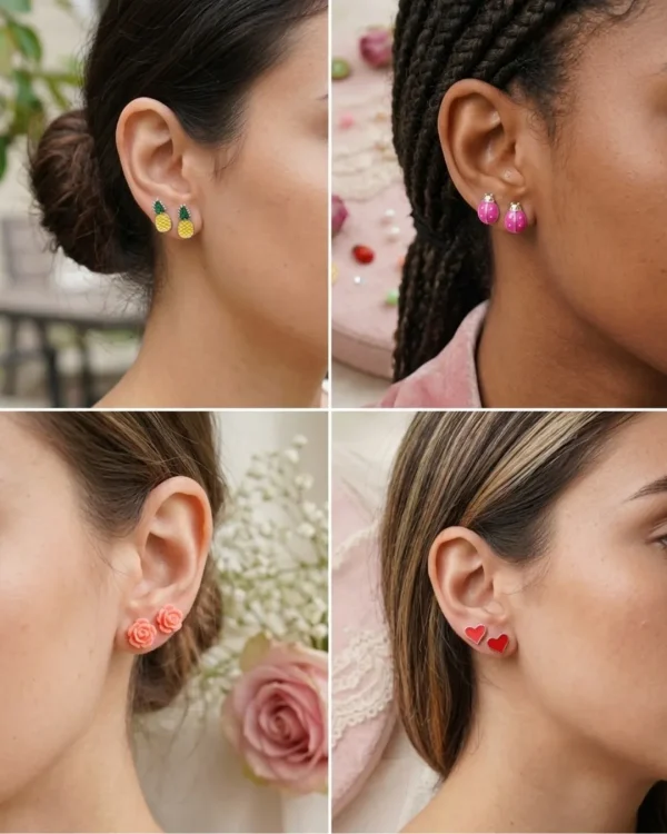 Trendy stud earrings for girls and women, simple everyday designs and sparkly studs from Passionate Bangladesh for party looks. https://passionatebangladesh.com/