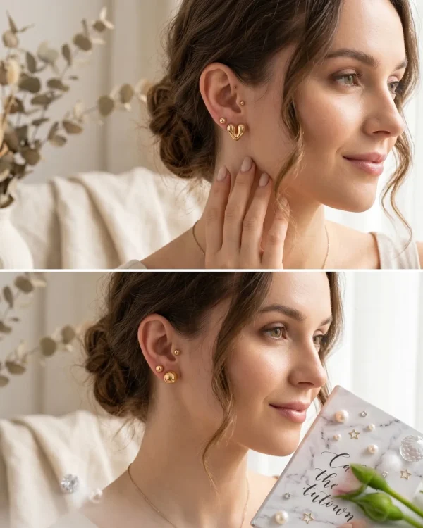 Trendy stud earrings for girls and women, simple everyday designs and sparkly studs from Passionate Bangladesh for party looks. https://passionatebangladesh.com/