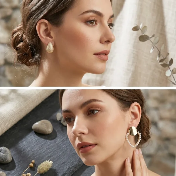 Trendy stud, mixed shaped, hoop and drop earrings from Passionate Bangladesh, everyday and party jewelry in different shapes and colors for women and girls.